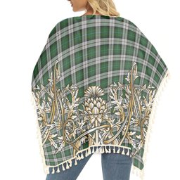 ScotsTee Shop Scottish McCandlish Arisaid Green Tartan Scotland Royal Golden Thistle Square Fringed Shawl