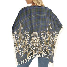 ScotsTee Shop Scottish MacRae Hunting 4 Tartan Scotland Royal Golden Thistle Square Fringed Shawl