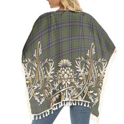 ScotsTee Shop Scottish MacMillan Hunting Modern SC Tartan Scotland Royal Golden Thistle Square Fringed Shawl