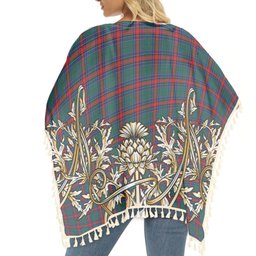 ScotsTee Shop Scottish Jardine Dress Modern Tartan Scotland Royal Golden Thistle Square Fringed Shawl