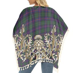 ScotsTee Shop Scottish Urquhart Tartan Scotland Royal Golden Thistle Square Fringed Shawl