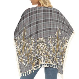 ScotsTee Shop Scottish Thompson Grey Dress Tartan Scotland Royal Golden Thistle Square Fringed Shawl