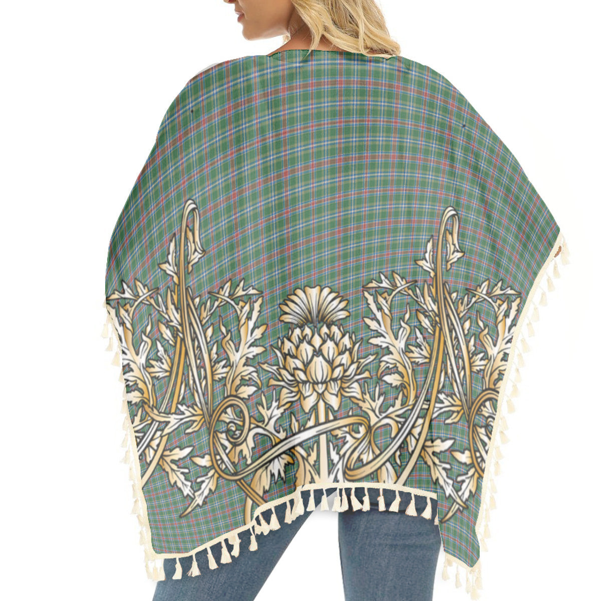 ScotsTee Shop Scottish Spens Fragment Ancient Clan Tartan Scotland Royal Golden Thistle Square Fringed Shawl