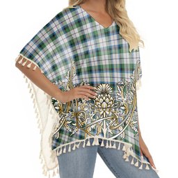 ScotsTee Shop Scottish MacNaughton Dress Ancient Tartan Scotland Royal Golden Thistle Square Fringed Shawl