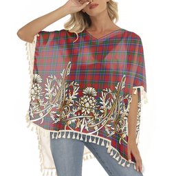 ScotsTee Shop Scottish Sinclair Tartan Scotland Royal Golden Thistle Square Fringed Shawl