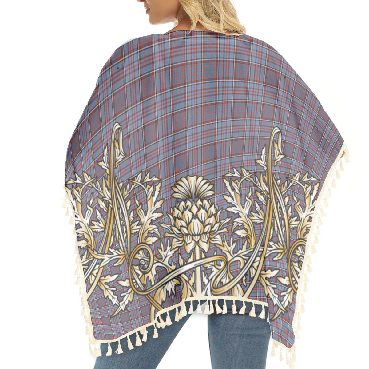 ScotsTee Shop Scottish Royal Canadian Air Force Ancient Tartan Scotland Royal Golden Thistle Square Fringed Shawl