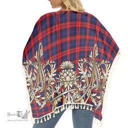 ScotsTee Shop Scottish McCracken Tartan Scotland Royal Golden Thistle Square Fringed Shawl