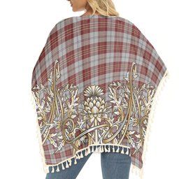 ScotsTee Shop Scottish MacPherson Dress Burgundy Dance Tartan Scotland Royal Golden Thistle Square Fringed Shawl