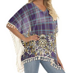 ScotsTee Shop Scottish RCAF Tartan Scotland Royal Golden Thistle Square Fringed Shawl