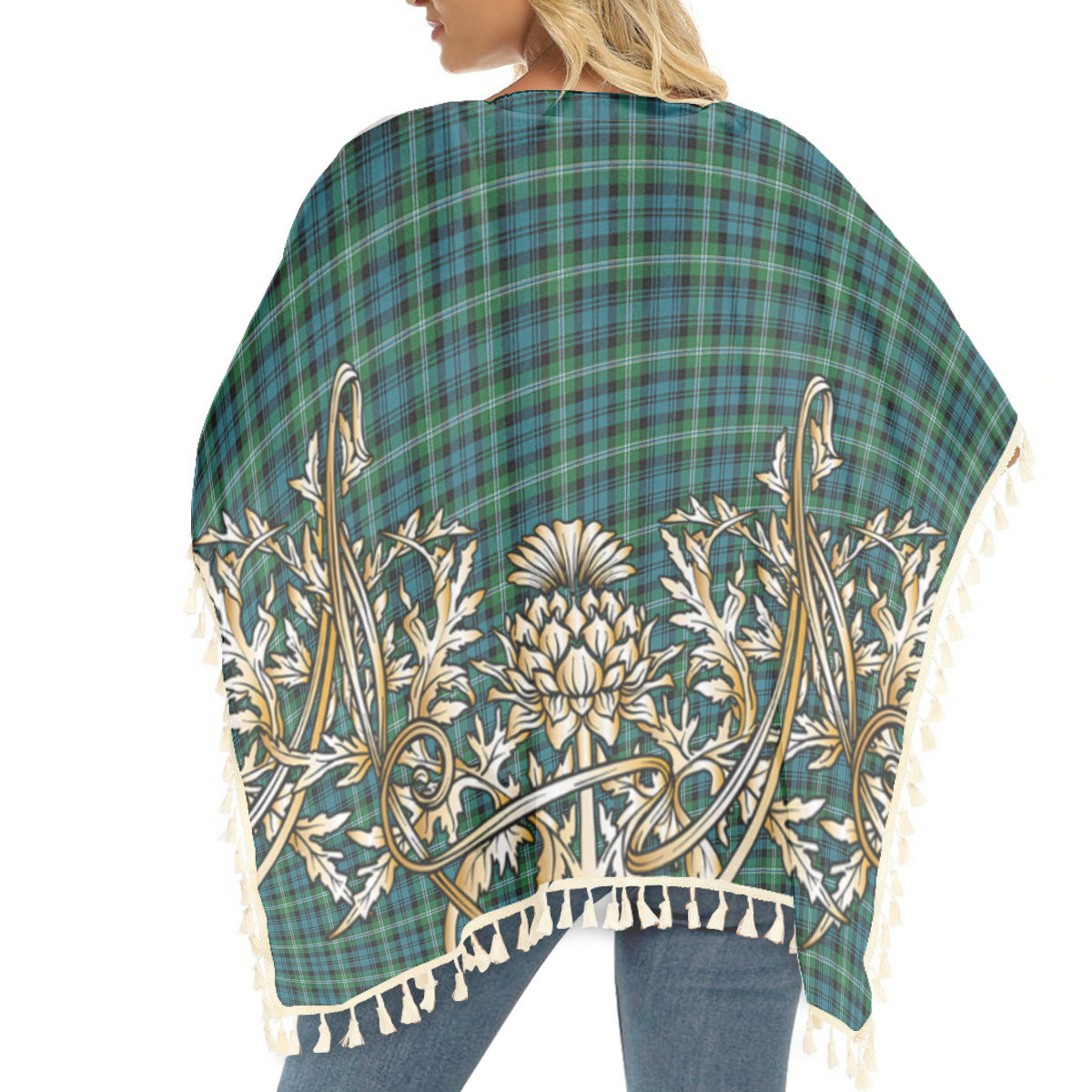ScotsTee Shop Scottish Lyon Ancient Tartan Scotland Royal Golden Thistle Square Fringed Shawl