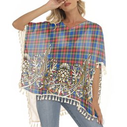 ScotsTee Shop Scottish MacBeth Modern SC Tartan Scotland Royal Golden Thistle Square Fringed Shawl