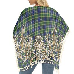 ScotsTee Shop Scottish MacKellar SC Tartan Scotland Royal Golden Thistle Square Fringed Shawl