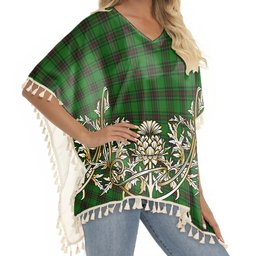 ScotsTee Shop Scottish Kinnear Tartan Scotland Royal Golden Thistle Square Fringed Shawl