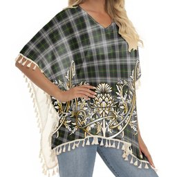 ScotsTee Shop Scottish Gordon Dress MacGregor-Hastie Tartan Scotland Royal Golden Thistle Square Fringed Shawl