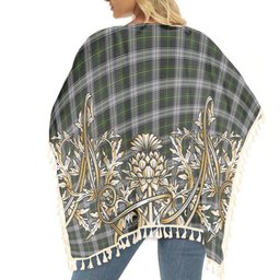 ScotsTee Shop Scottish Gordon Dress MacGregor-Hastie Tartan Scotland Royal Golden Thistle Square Fringed Shawl