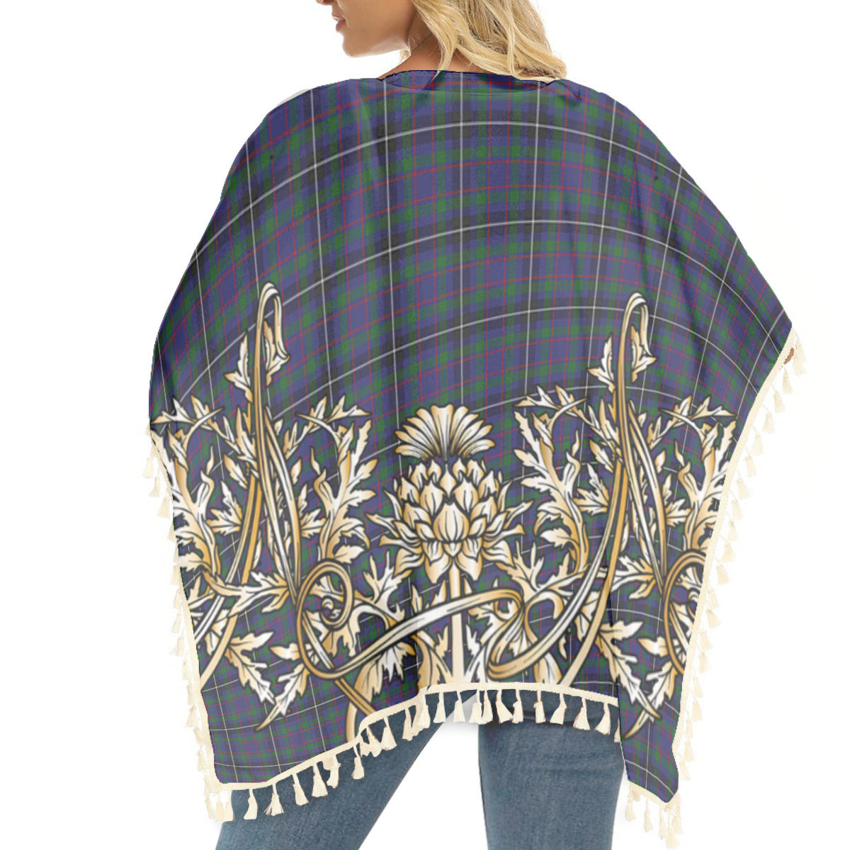 ScotsTee Shop Scottish Grainger Tartan Scotland Royal Golden Thistle Square Fringed Shawl