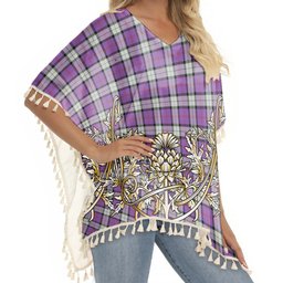 ScotsTee Shop Scottish Sinclair Dress (Dance) Ancient Clan Tartan Scotland Royal Golden Thistle Square Fringed Shawl