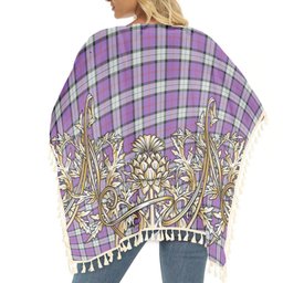 ScotsTee Shop Scottish Sinclair Dress (Dance) Ancient Clan Tartan Scotland Royal Golden Thistle Square Fringed Shawl
