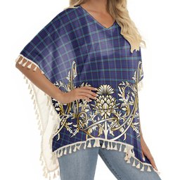 ScotsTee Shop Scottish Kircaldy Tartan Scotland Royal Golden Thistle Square Fringed Shawl