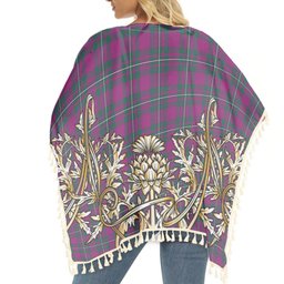 ScotsTee Shop Scottish Gregor Hunting Modern Tartan Scotland Royal Golden Thistle Square Fringed Shawl