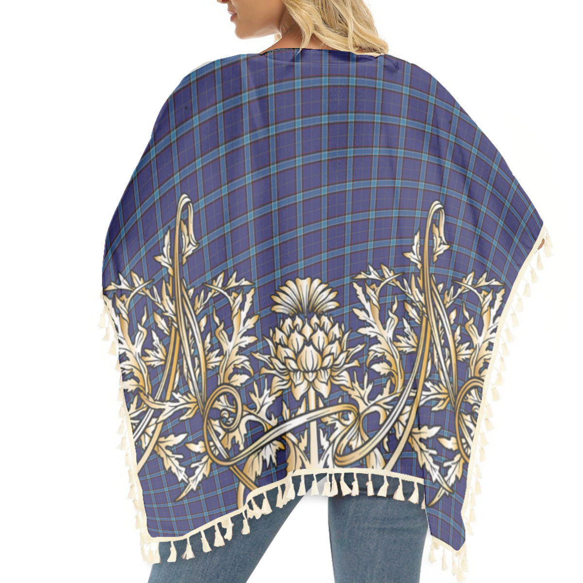 ScotsTee Shop Scottish Kirkcaldy Tartan Scotland Royal Golden Thistle Square Fringed Shawl