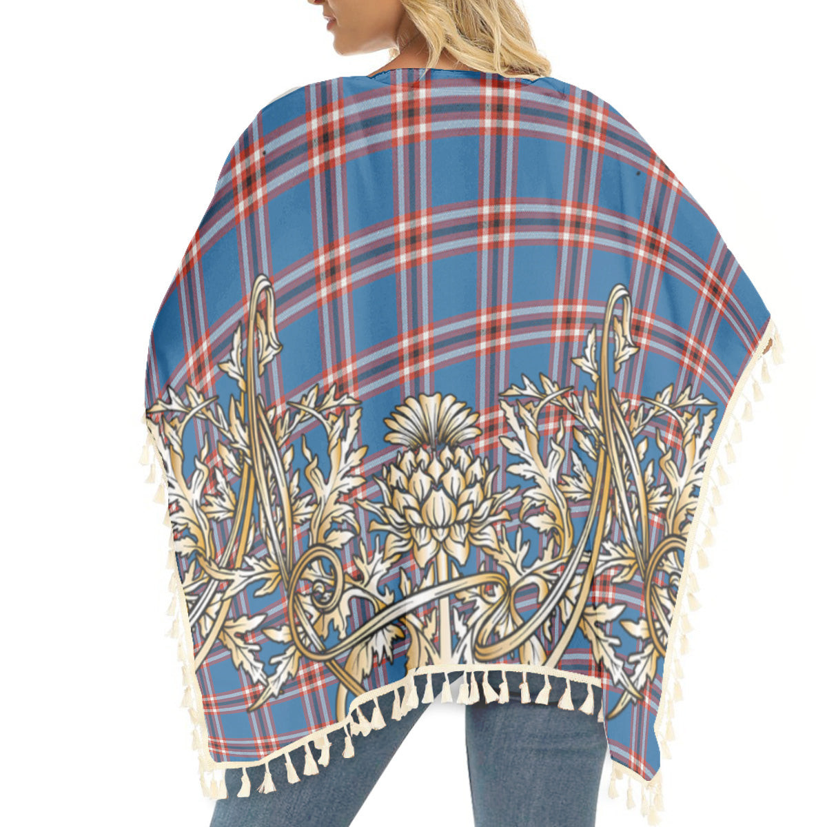 ScotsTee Shop Scottish Laing of Archiestown Ancient Tartan Scotland Royal Golden Thistle Square Fringed Shawl