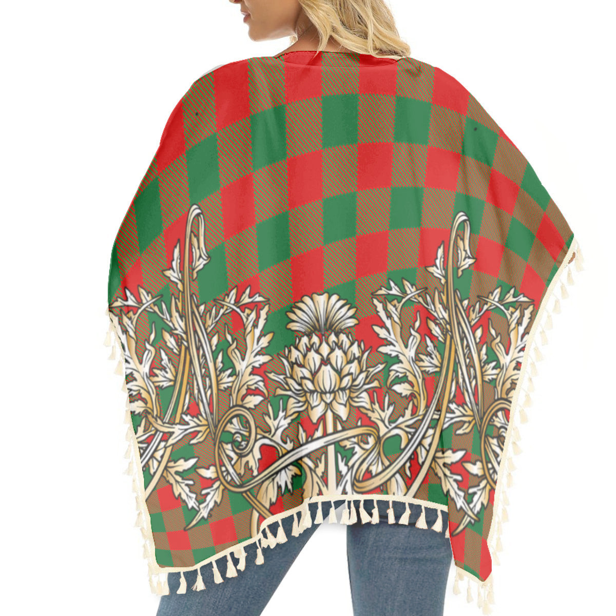 ScotsTee Shop Scottish Moncreiffe Modern Tartan Scotland Royal Golden Thistle Square Fringed Shawl