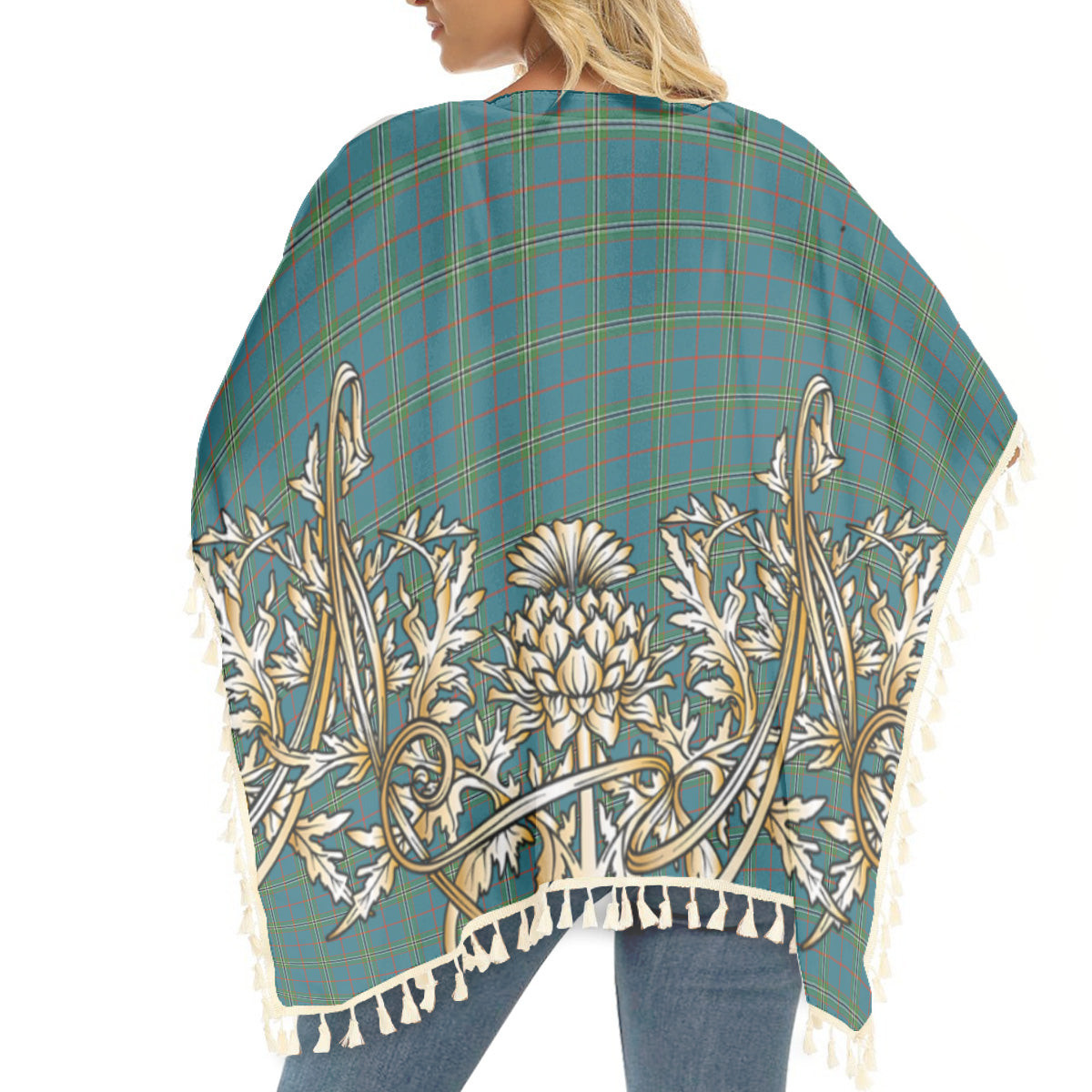 ScotsTee Shop Scottish Norris (Norreys) Ancient Tartan Scotland Royal Golden Thistle Square Fringed Shawl