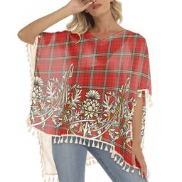 ScotsTee Shop Scottish MacLay Modern Tartan Scotland Royal Golden Thistle Square Fringed Shawl