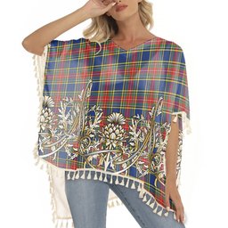 ScotsTee Shop Scottish McBeth Modern Tartan Scotland Royal Golden Thistle Square Fringed Shawl