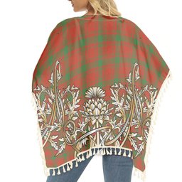 ScotsTee Shop Scottish MacQuarrie Ancient Tartan Scotland Royal Golden Thistle Square Fringed Shawl