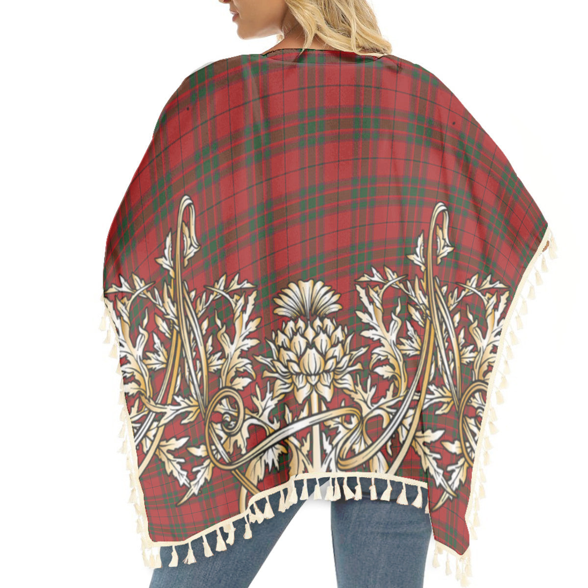 ScotsTee Shop Scottish McNab Tartan Scotland Royal Golden Thistle Square Fringed Shawl