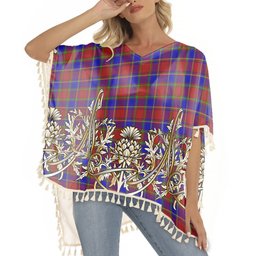 ScotsTee Shop Scottish Mair Tartan Scotland Royal Golden Thistle Square Fringed Shawl
