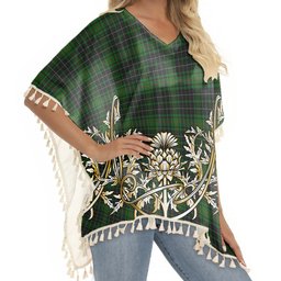 ScotsTee Shop Scottish McAuley Hunting Tartan Scotland Royal Golden Thistle Square Fringed Shawl