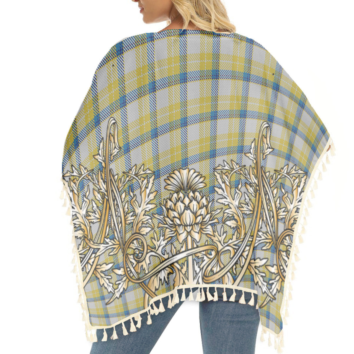 ScotsTee Shop Scottish MacGrath Tartan Scotland Royal Golden Thistle Square Fringed Shawl