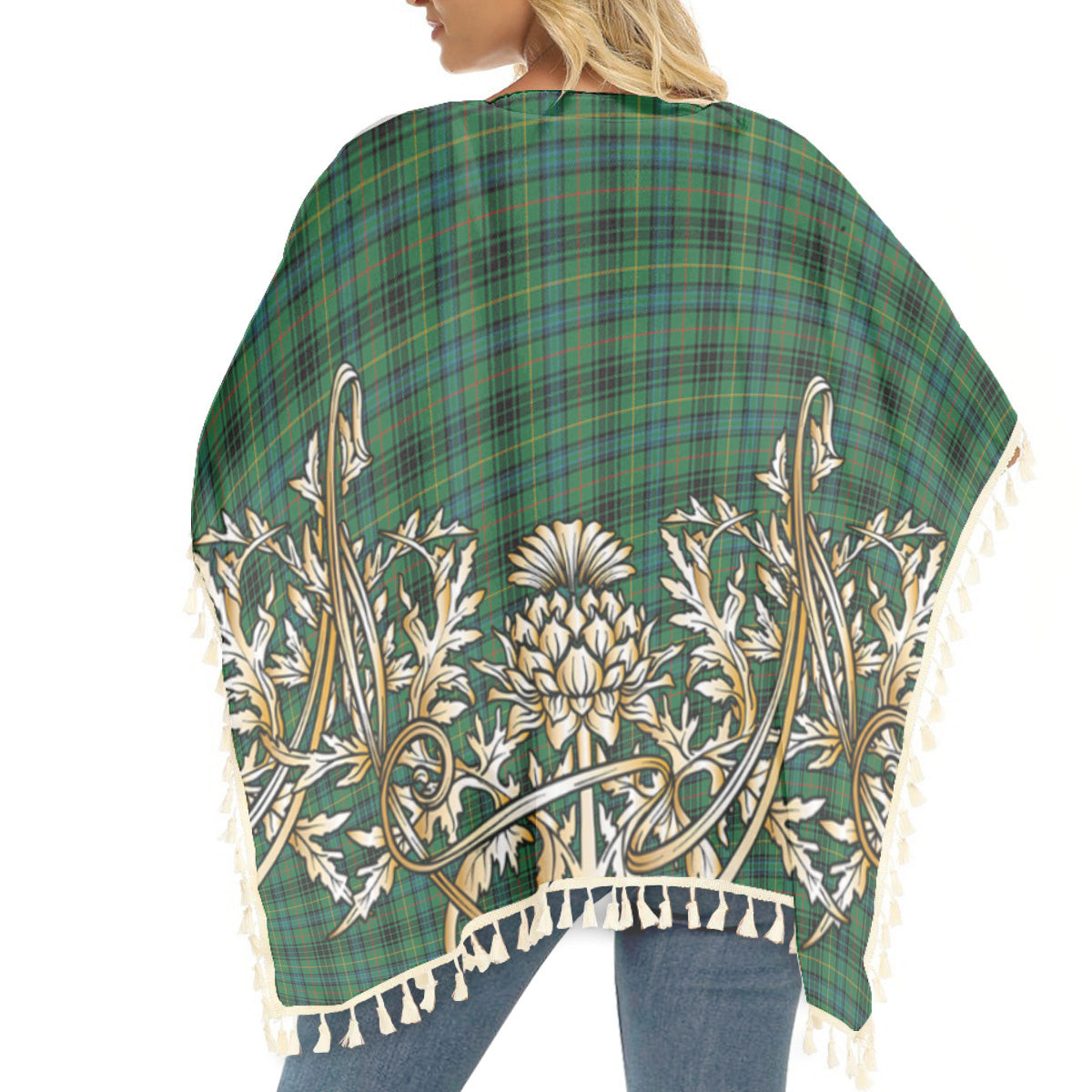 ScotsTee Shop Scottish Stewart Hunting Ancient Tartan Scotland Royal Golden Thistle Square Fringed Shawl