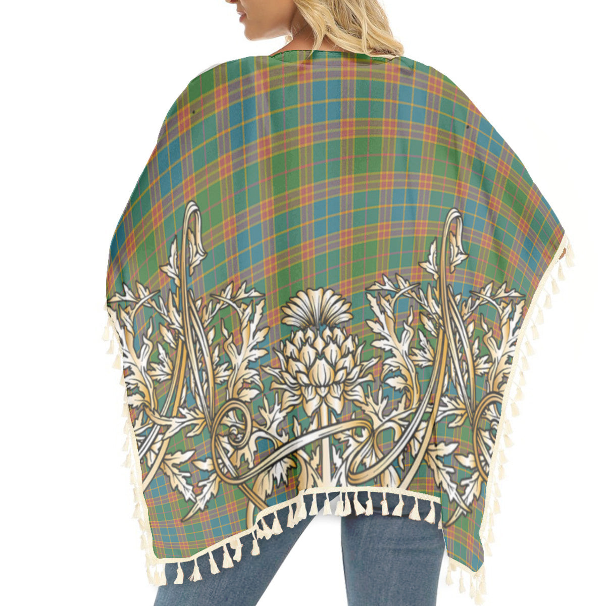 ScotsTee Shop Scottish Stevenson Old Ancient Tartan Scotland Royal Golden Thistle Square Fringed Shawl
