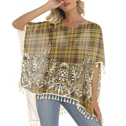 ScotsTee Shop Scottish Yellow Pencil Tartan Scotland Royal Golden Thistle Square Fringed Shawl