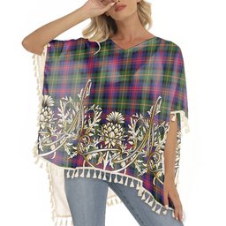 ScotsTee Shop Scottish Logan Modern Tartan Scotland Royal Golden Thistle Square Fringed Shawl