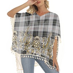 ScotsTee Shop Scottish MacPherson Dress Tartan Scotland Royal Golden Thistle Square Fringed Shawl