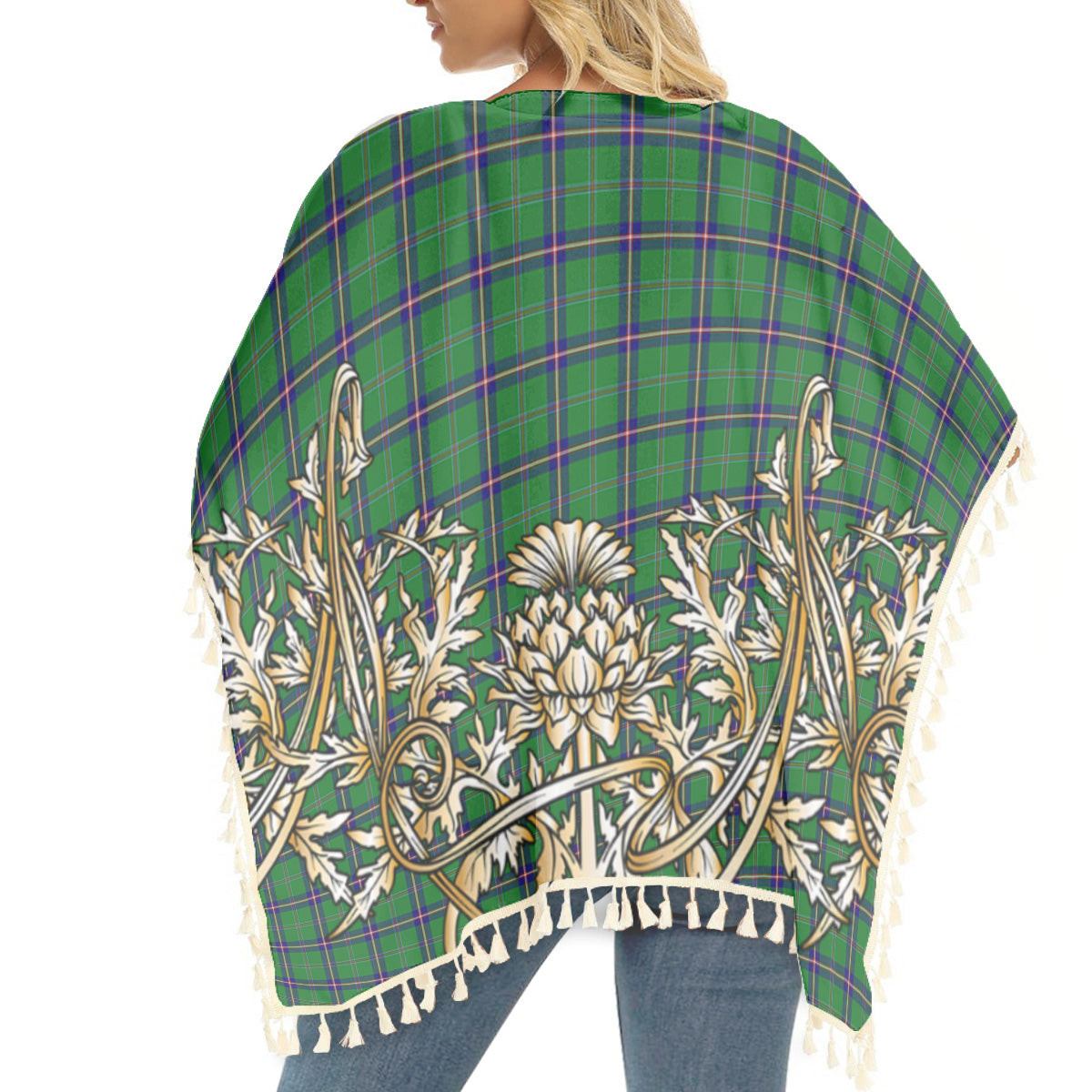 ScotsTee Shop Scottish Washington State Tartan Scotland Royal Golden Thistle Square Fringed Shawl
