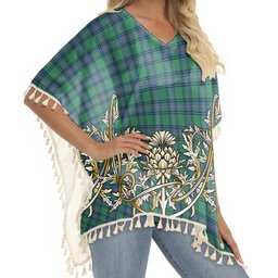 ScotsTee Shop Scottish Shaw Ancient Tartan Scotland Royal Golden Thistle Square Fringed Shawl