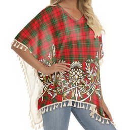 ScotsTee Shop Scottish MacAulay Modern Tartan Scotland Royal Golden Thistle Square Fringed Shawl