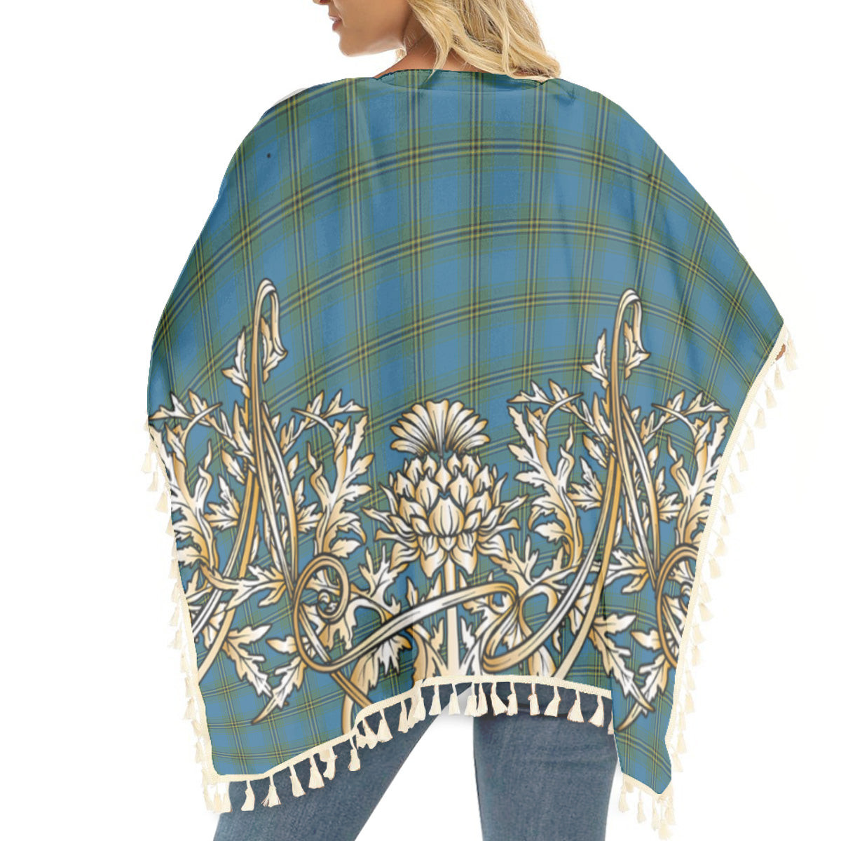 ScotsTee Shop Scottish Oliver Hunting Tartan Scotland Royal Golden Thistle Square Fringed Shawl