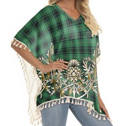 ScotsTee Shop Scottish MacArthur Ancient Tartan Scotland Royal Golden Thistle Square Fringed Shawl