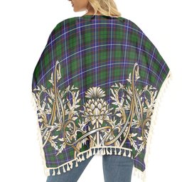 ScotsTee Shop Scottish Russell Modern Tartan Scotland Royal Golden Thistle Square Fringed Shawl
