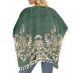 ScotsTee Shop Scottish MacKendrick Tartan Scotland Royal Golden Thistle Square Fringed Shawl
