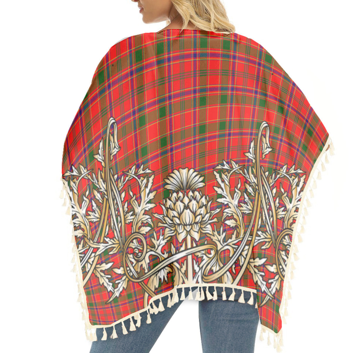 ScotsTee Shop Scottish Munro Modern Tartan Scotland Royal Golden Thistle Square Fringed Shawl
