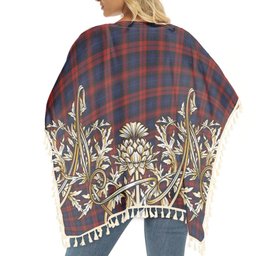 ScotsTee Shop Scottish McLaughlin Tartan Scotland Royal Golden Thistle Square Fringed Shawl