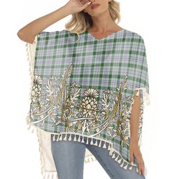 ScotsTee Shop Scottish Milne dress green Tartan Scotland Royal Golden Thistle Square Fringed Shawl